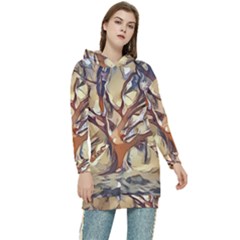 Tree Forest Woods Nature Landscape Women s Long Oversized Pullover Hoodie