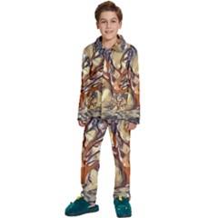 Tree Forest Woods Nature Landscape Kids  Long Sleeve Velvet Pajamas Set