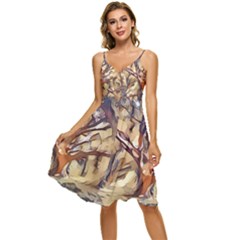 Tree Forest Woods Nature Landscape Sleeveless Tie Front Chiffon Dress