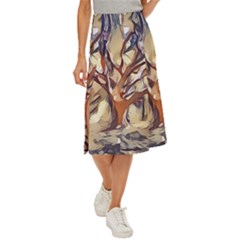 Tree Forest Woods Nature Landscape Midi Panel Skirt