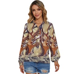 Tree Forest Woods Nature Landscape Women s Long Sleeve Button Up Shirt