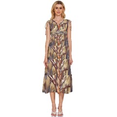 Tree Forest Woods Nature Landscape V-Neck Drawstring Shoulder Sleeveless Maxi Dress