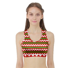 Christmas Paper Scrapbooking Pattern Sports Bra With Border