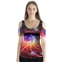 Physics Quantum Physics Particles Butterfly Sleeve Cutout T-shirt 