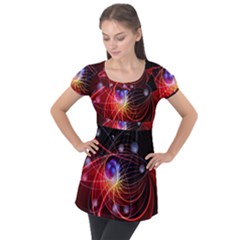 Physics Quantum Physics Particles Puff Sleeve Tunic Top by Sarkoni