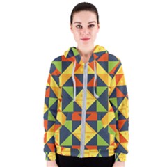 Background Geometric Color Women s Zipper Hoodie by Sarkoni