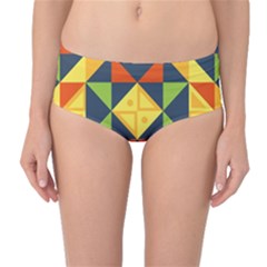 Background Geometric Color Mid-waist Bikini Bottoms