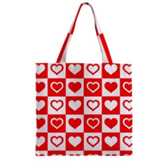 Background Card Checker Chequered Zipper Grocery Tote Bag
