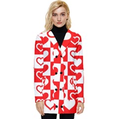 Background Card Checker Chequered Button Up Hooded Coat  by Sarkoni