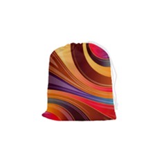 Abstract Colorful Background Wavy Drawstring Pouch (Small)