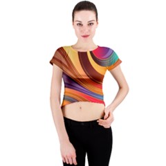 Abstract Colorful Background Wavy Crew Neck Crop Top