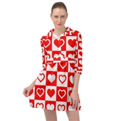 Background Card Checker Chequered Mini Skater Shirt Dress by Sarkoni