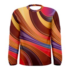 Abstract Colorful Background Wavy Men s Long Sleeve T-Shirt