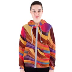 Abstract Colorful Background Wavy Women s Zipper Hoodie