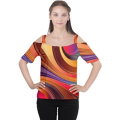 Abstract Colorful Background Wavy Cutout Shoulder T-shirt