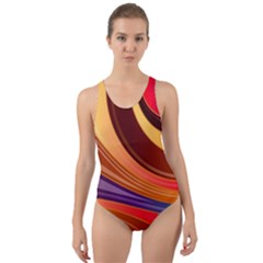 Abstract Colorful Background Wavy Cut-Out Back One Piece Swimsuit