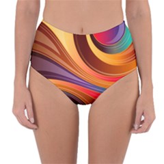 Abstract Colorful Background Wavy Reversible High-Waist Bikini Bottoms