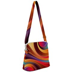 Abstract Colorful Background Wavy Zipper Messenger Bag