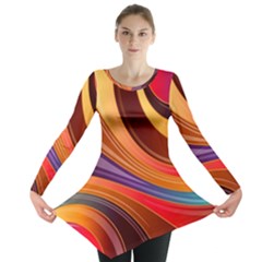 Abstract Colorful Background Wavy Long Sleeve Tunic 