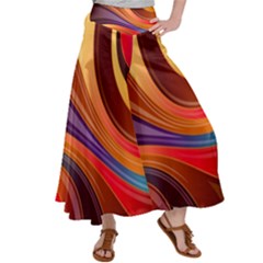 Abstract Colorful Background Wavy Women s Satin Palazzo Pants