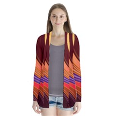 Abstract Colorful Background Wavy Drape Collar Cardigan