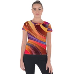 Abstract Colorful Background Wavy Short Sleeve Sports Top 