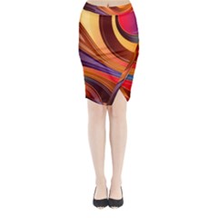 Abstract Colorful Background Wavy Midi Wrap Pencil Skirt