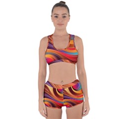 Abstract Colorful Background Wavy Racerback Boyleg Bikini Set