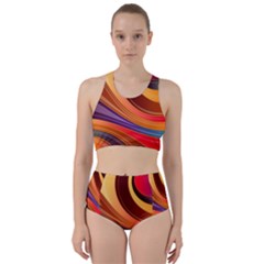 Abstract Colorful Background Wavy Racer Back Bikini Set