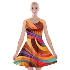 Abstract Colorful Background Wavy Velvet Skater Dress