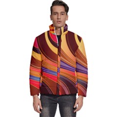 Abstract Colorful Background Wavy Men s Puffer Bubble Jacket Coat