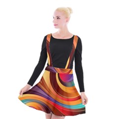 Abstract Colorful Background Wavy Suspender Skater Skirt