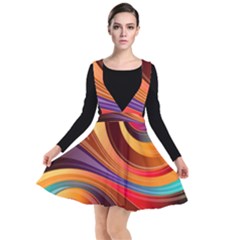 Abstract Colorful Background Wavy Plunge Pinafore Dress