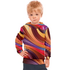 Abstract Colorful Background Wavy Kids  Hooded Pullover