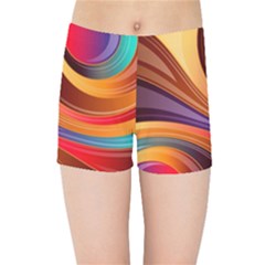 Abstract Colorful Background Wavy Kids  Sports Shorts