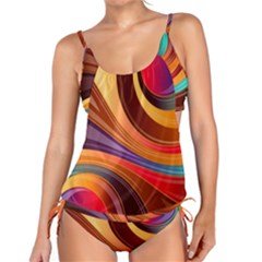 Abstract Colorful Background Wavy Tankini Set