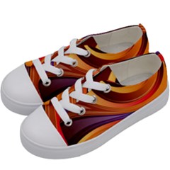 Abstract Colorful Background Wavy Kids  Low Top Canvas Sneakers