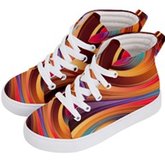 Abstract Colorful Background Wavy Kids  Hi-Top Skate Sneakers