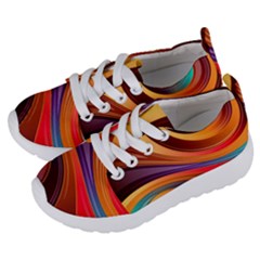 Abstract Colorful Background Wavy Kids  Lightweight Sports Shoes