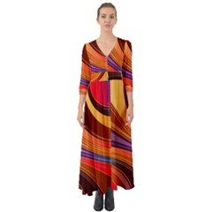 Abstract Colorful Background Wavy Button Up Boho Maxi Dress