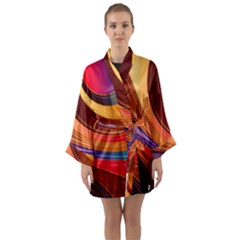 Abstract Colorful Background Wavy Long Sleeve Satin Kimono