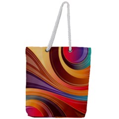 Abstract Colorful Background Wavy Full Print Rope Handle Tote (Large)