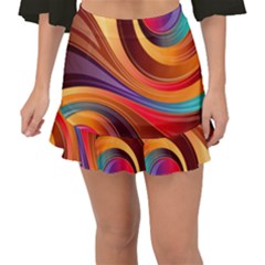 Abstract Colorful Background Wavy Fishtail Mini Chiffon Skirt