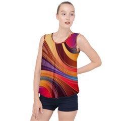 Abstract Colorful Background Wavy Bubble Hem Chiffon Tank Top