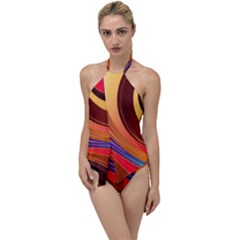 Abstract Colorful Background Wavy Go with the Flow One Piece Swimsuit