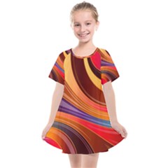 Abstract Colorful Background Wavy Kids  Smock Dress