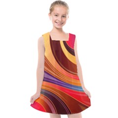 Abstract Colorful Background Wavy Kids  Cross Back Dress