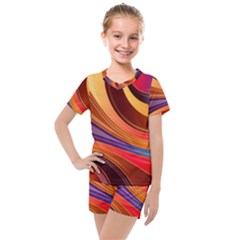 Abstract Colorful Background Wavy Kids  Mesh T-Shirt and Shorts Set