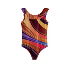 Abstract Colorful Background Wavy Kids  Frill Swimsuit by Sarkoni