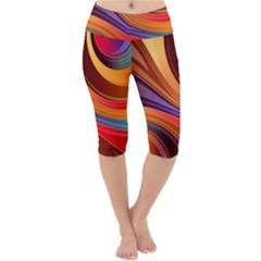 Abstract Colorful Background Wavy Lightweight Velour Cropped Yoga Leggings